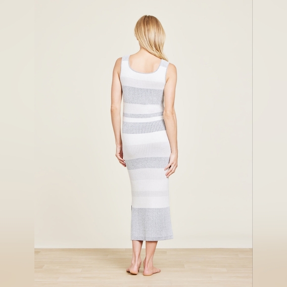 Barefoot Dreams Cozychic Ultra Lite Striped Maxi Dress - Heathered Gray - Size S - Picture 4 of 7